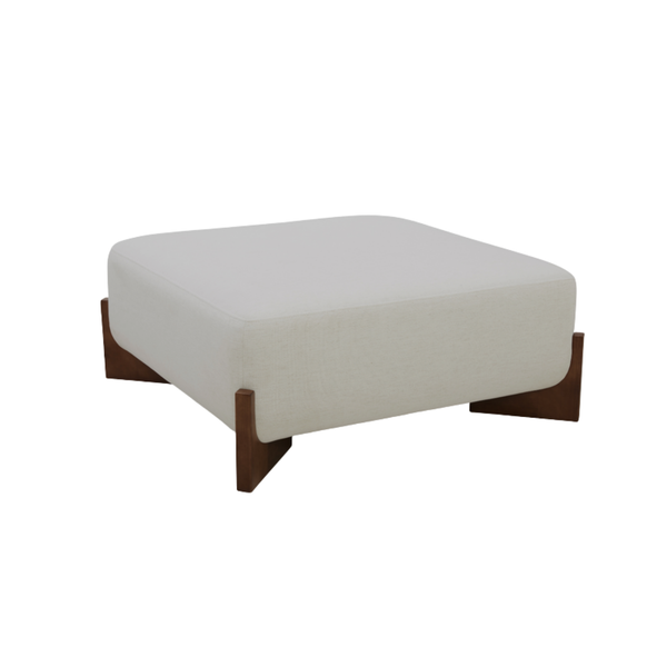 Cameron Ottoman w/ Dark Wood Base - Birch Weave