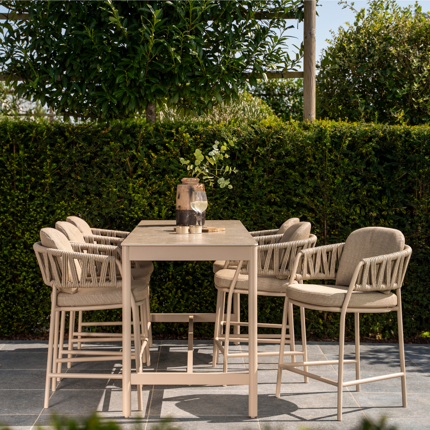 Rosseau Ceramic Counter Table - Latte