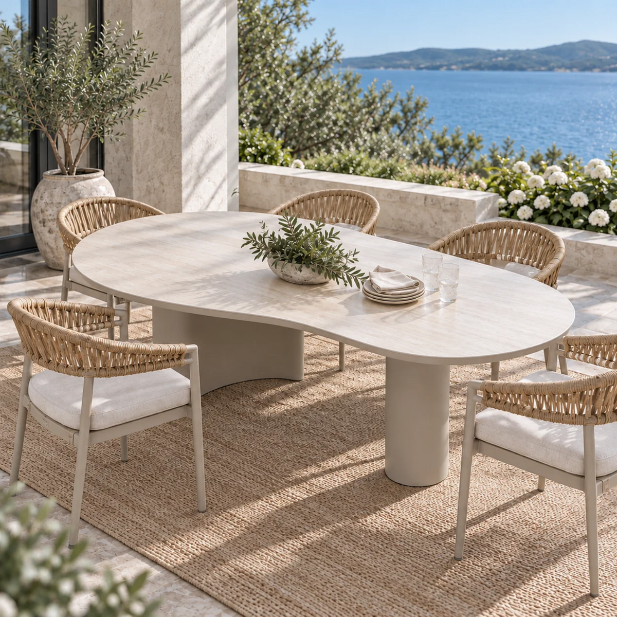 Sable Ceramic 79" Dining Table - Stone Taupe