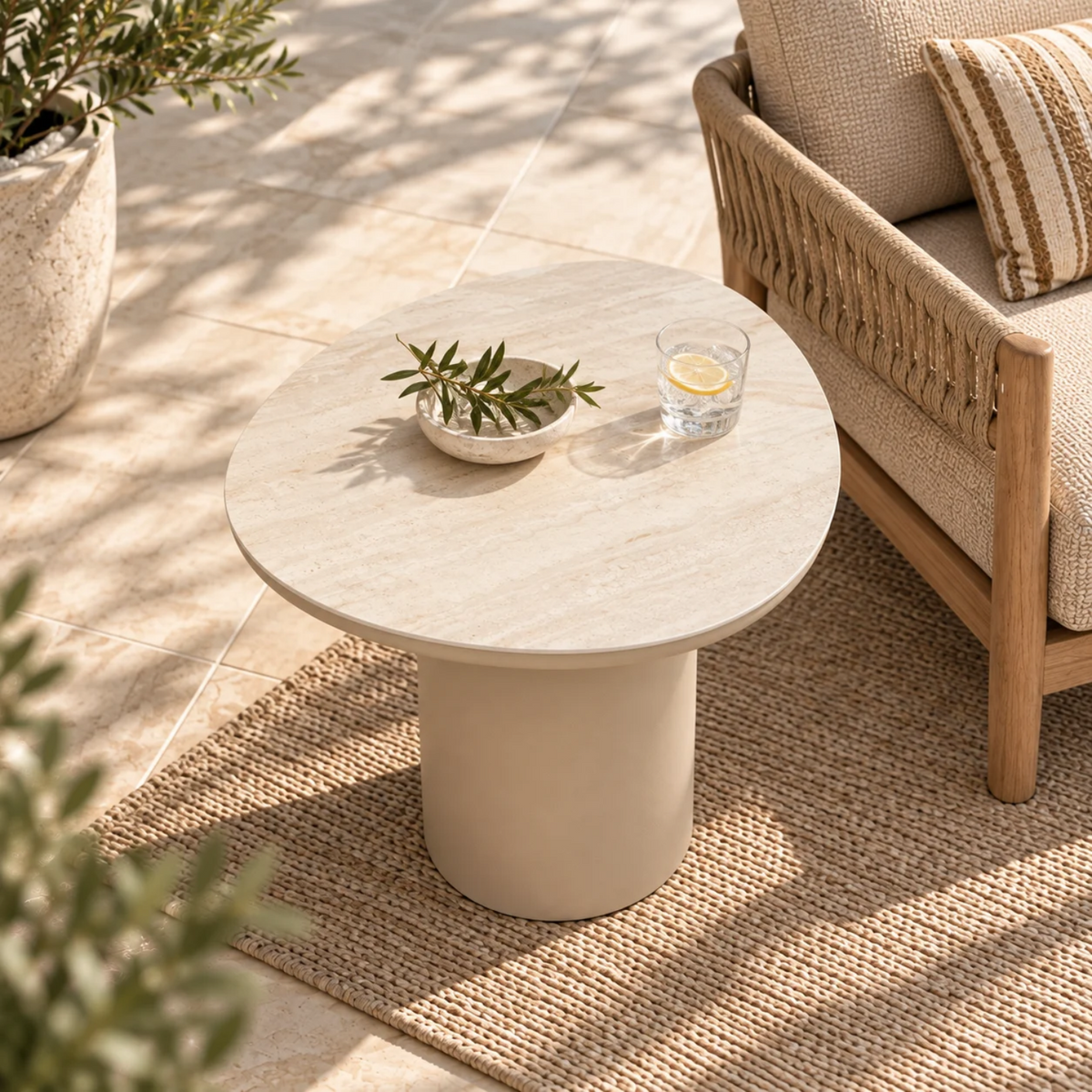 Sable Ceramic End Table - Stone Taupe