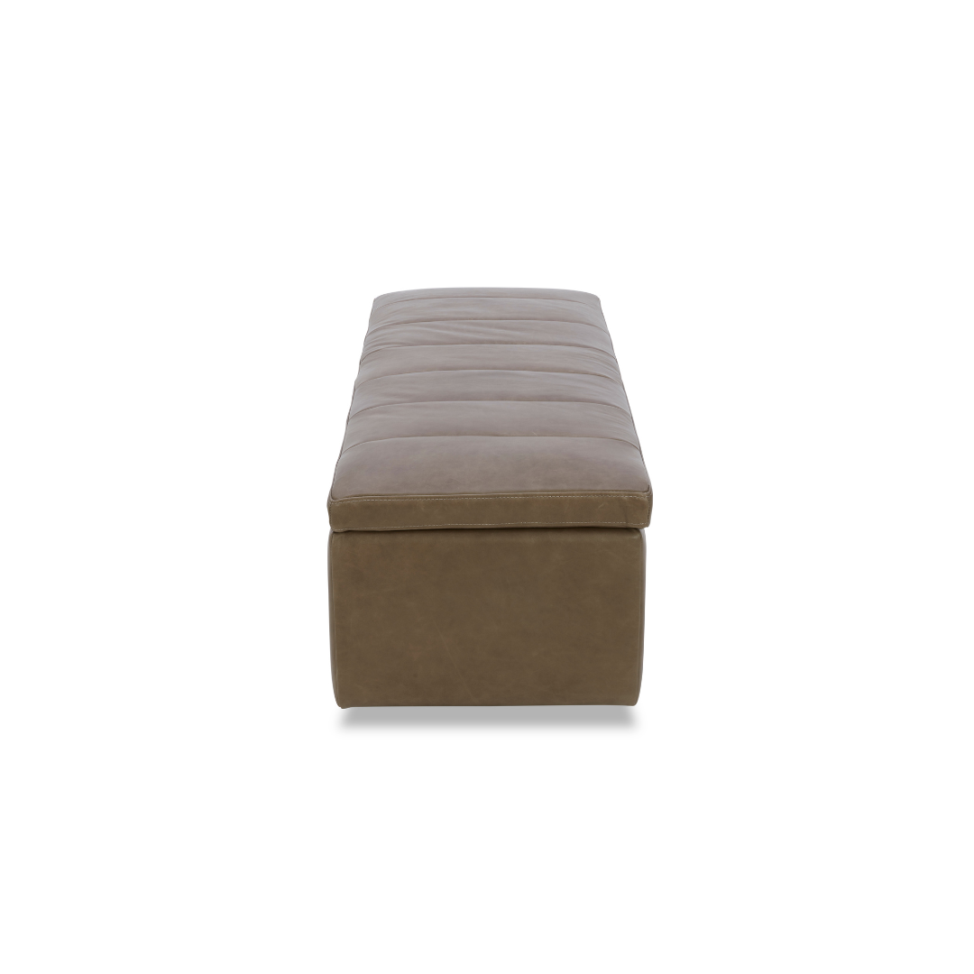 Broadview Storage Bench - Concord Pewter Leather