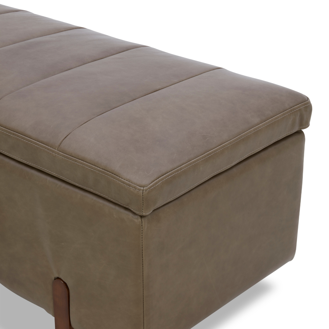 Broadview Storage Bench - Concord Pewter Leather