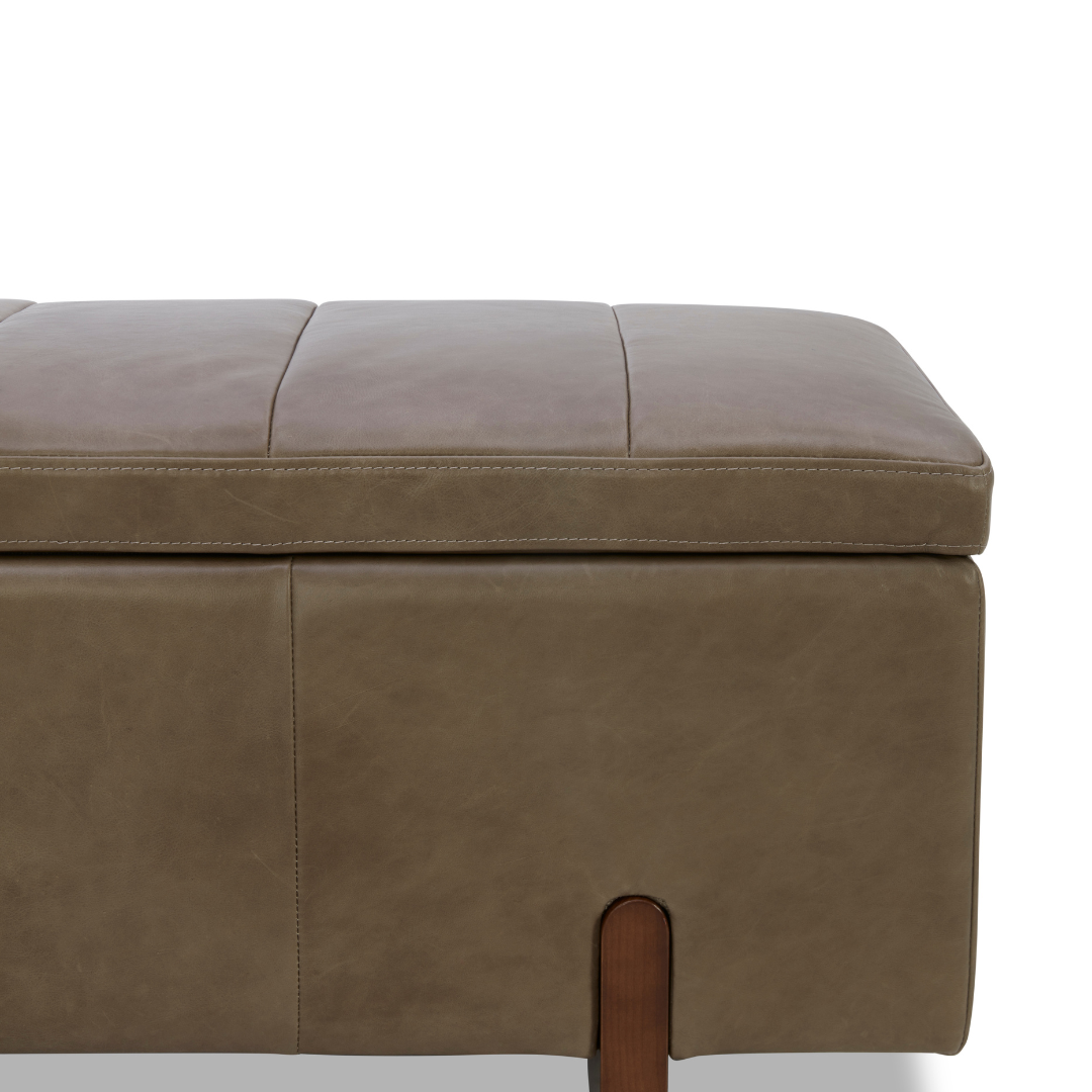 Broadview Storage Bench - Concord Pewter Leather