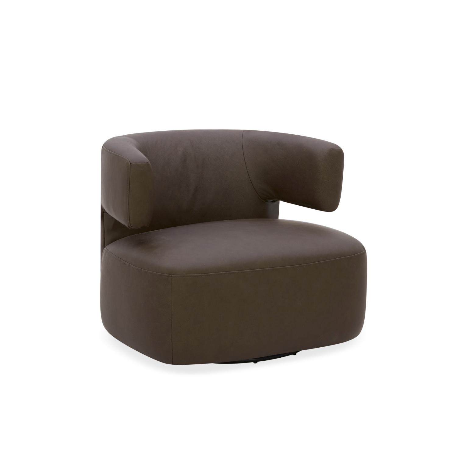 Champlain Swivel Lounge Chair - Isla Chocolate Leather
