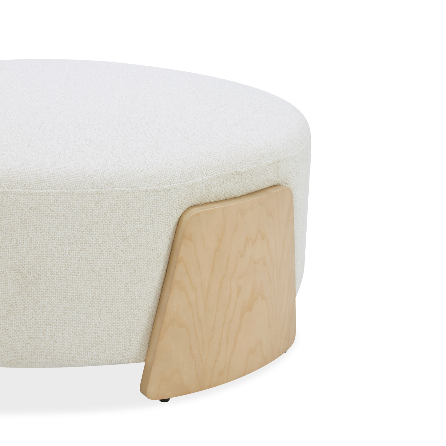 Porter Ottoman w/ Natural Wood Base - Linen Weave