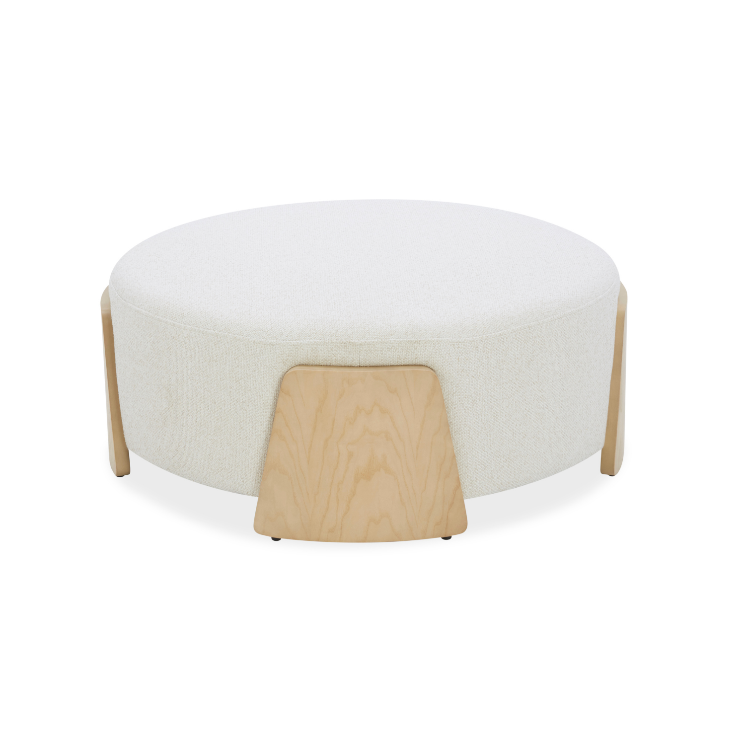 Porter Ottoman w/ Natural Wood Base - Linen Weave