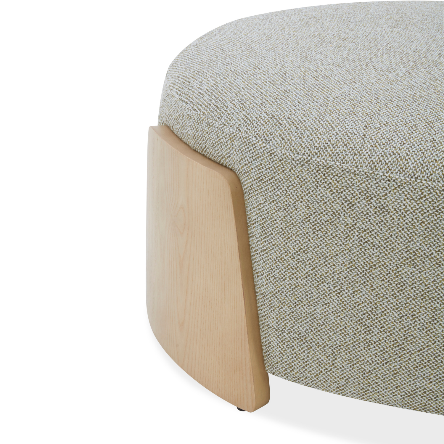 Porter Ottoman w/ Natural Wood Base - Moss Weave