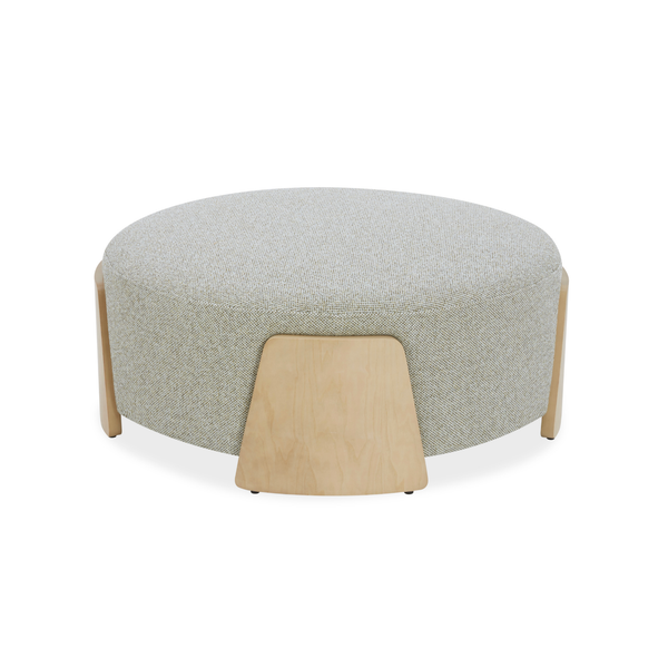 Porter Ottoman w/ Natural Wood Base - Moss Weave