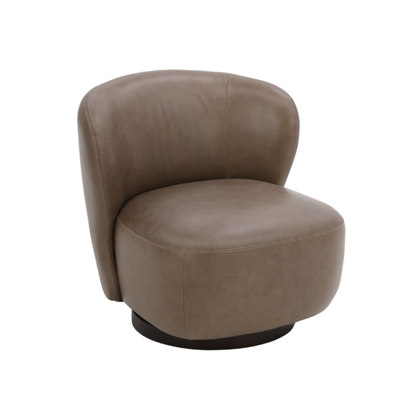 Hygge Swivel Lounge Chair -  Concord Pewter Leather