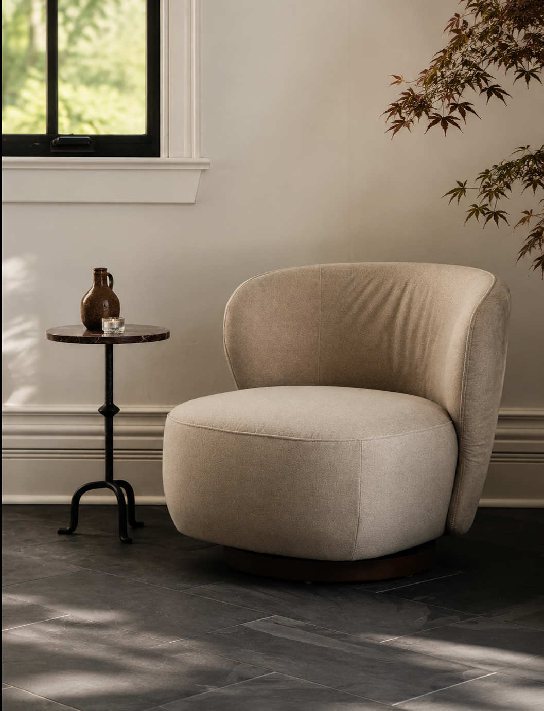 Hygge Swivel Lounge Chair - Sand Matte Velvet