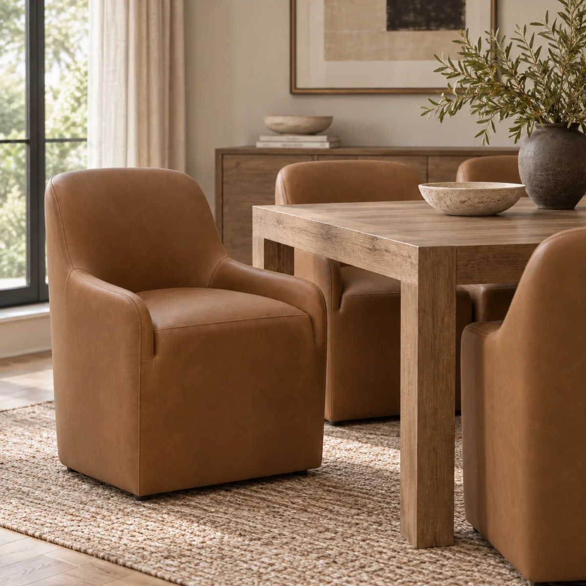 Fairbank Armless Dining Chair - Concord Mink Leather