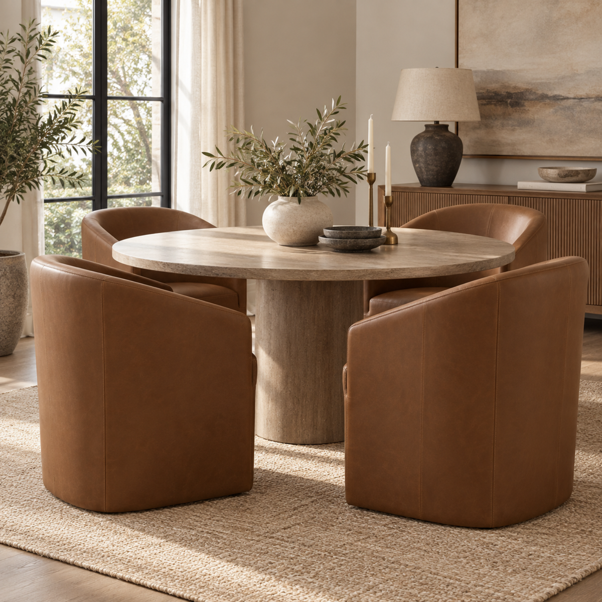 Fairbank Dining Arm Chair - Concord Mink Leather