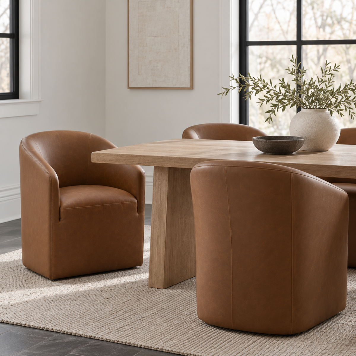 Fairbank Dining Arm Chair - Concord Mink Leather