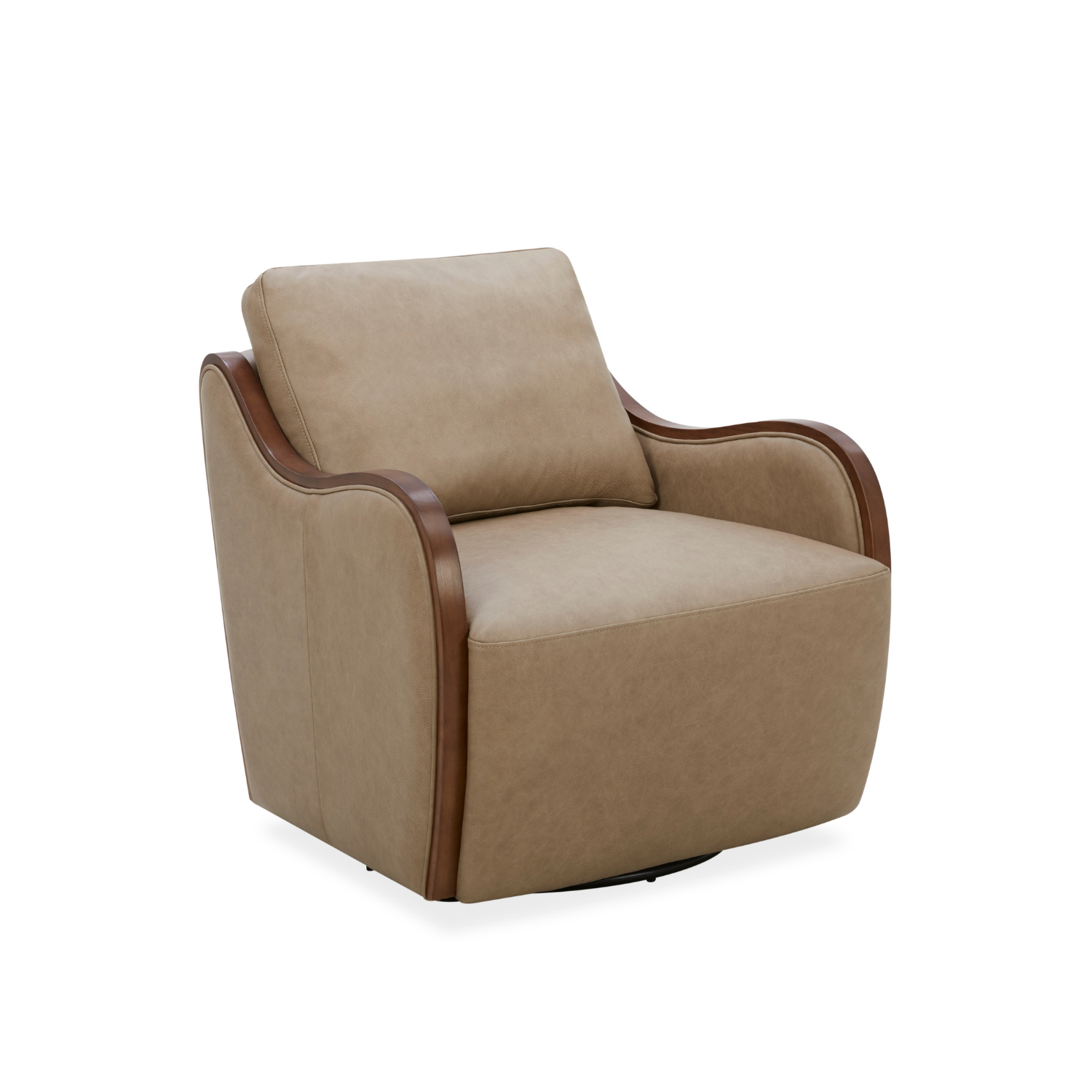 Capri Swivel Arm Chair - Cobblestone Leather