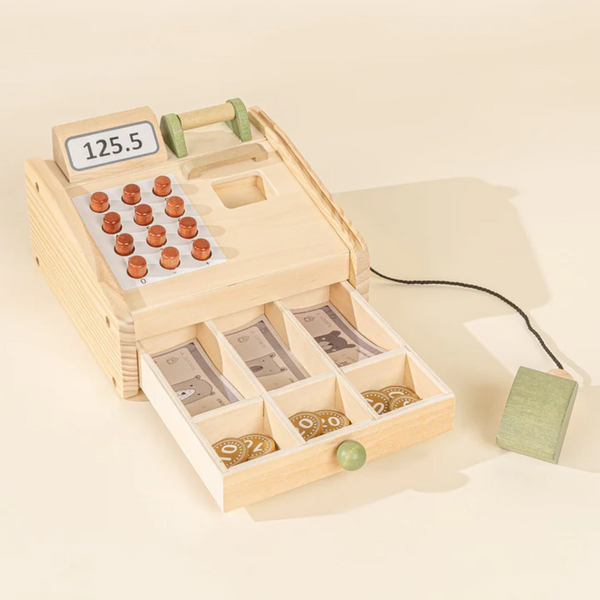 Kids Wood Cash Register Playset