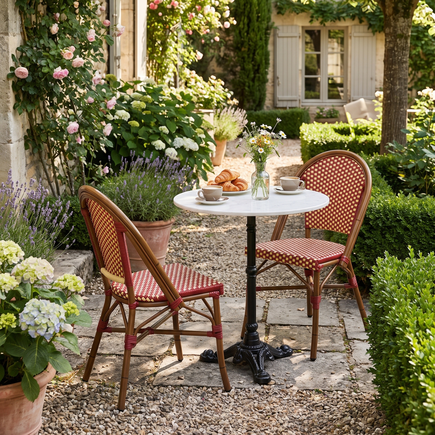 Paris Bistro Table & Chairs (Set of 3) - Bordeaux/Ivory