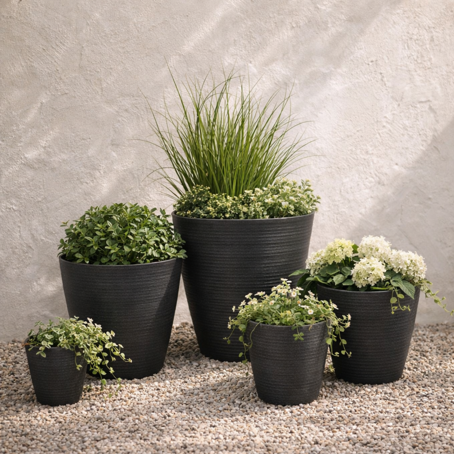 Orillia Tapered Planters - Slate Grey