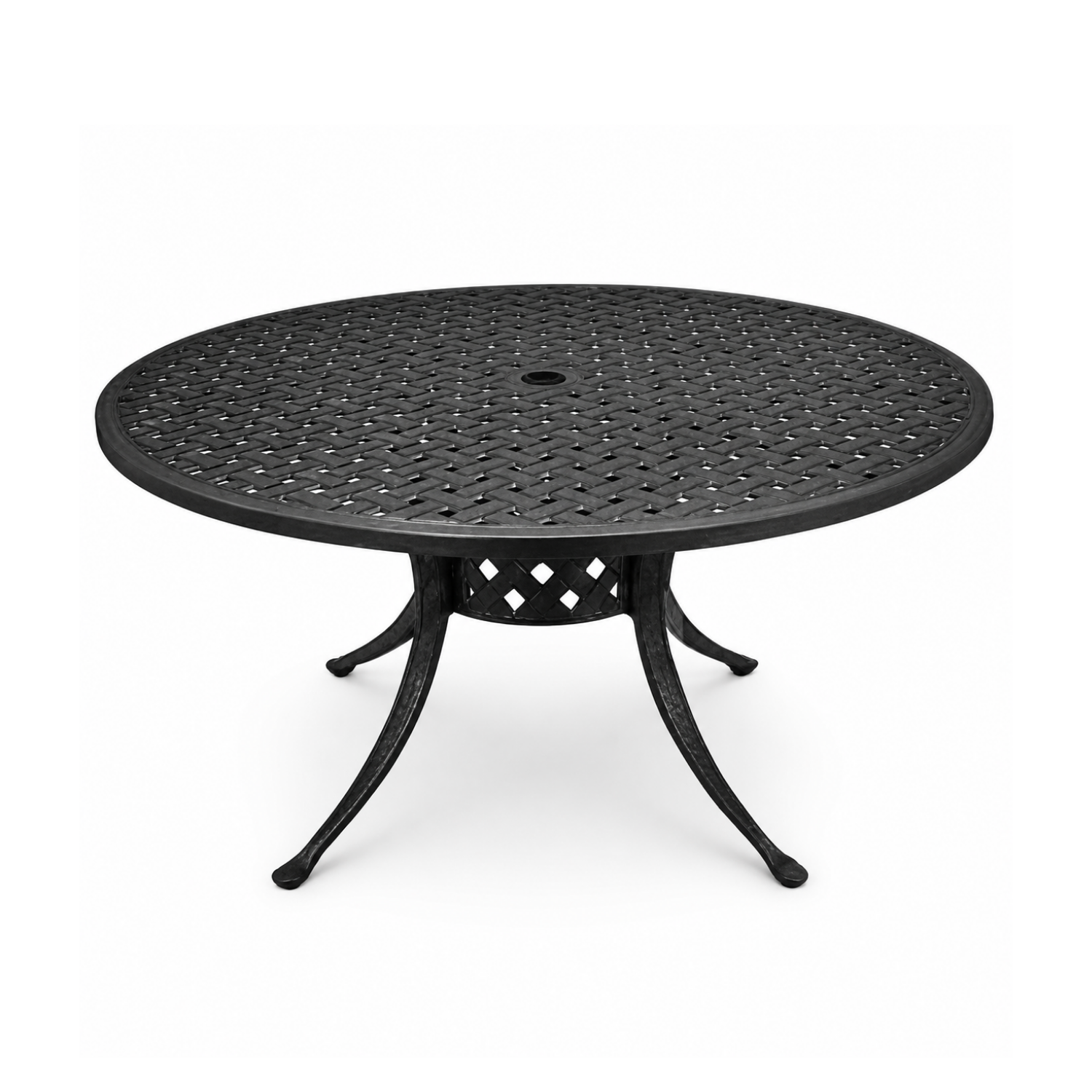 Basketweave 48" Round Cast Aluminum Dining Table