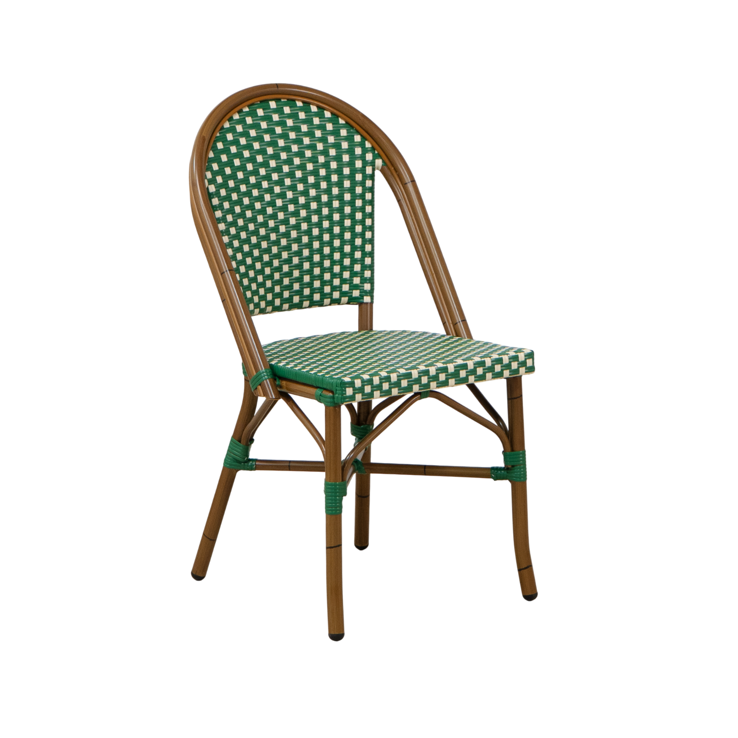 Paris Wicker Side Chair - Green/Ivory