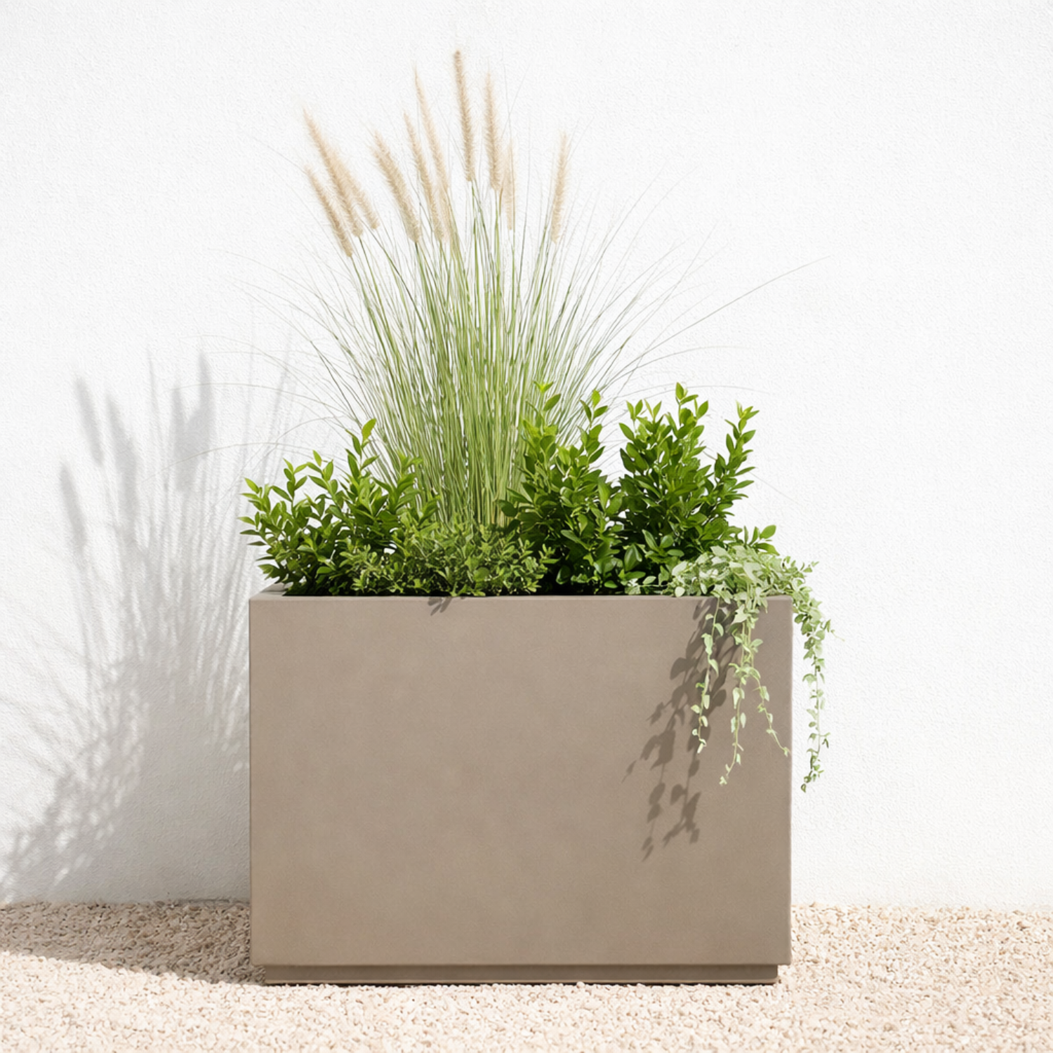 Metal 38" Rectangular Planter - Taupe