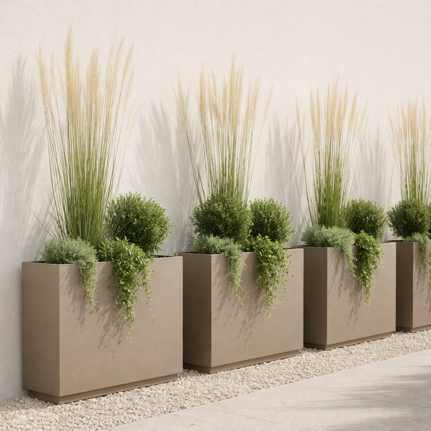 Metal 38" Rectangular Planter - Taupe