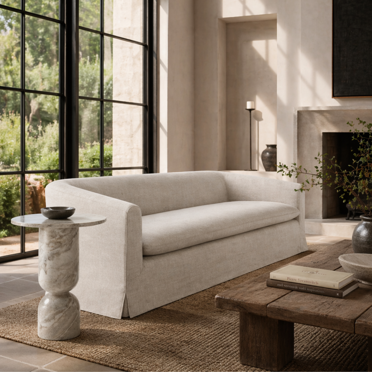 Gaspé 84" Slipcover Sofa - Linen Natural