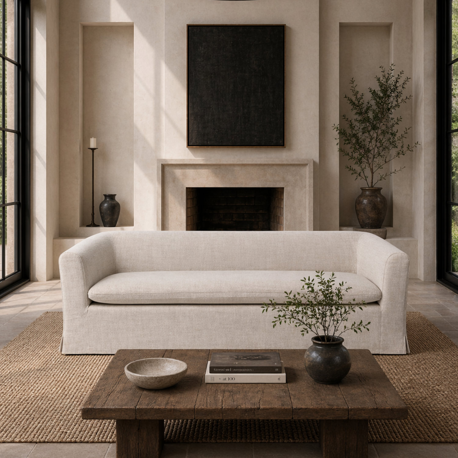 Gaspé 84" Slipcover Sofa - Linen Natural