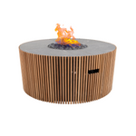Cubic Teak Round Fire Table