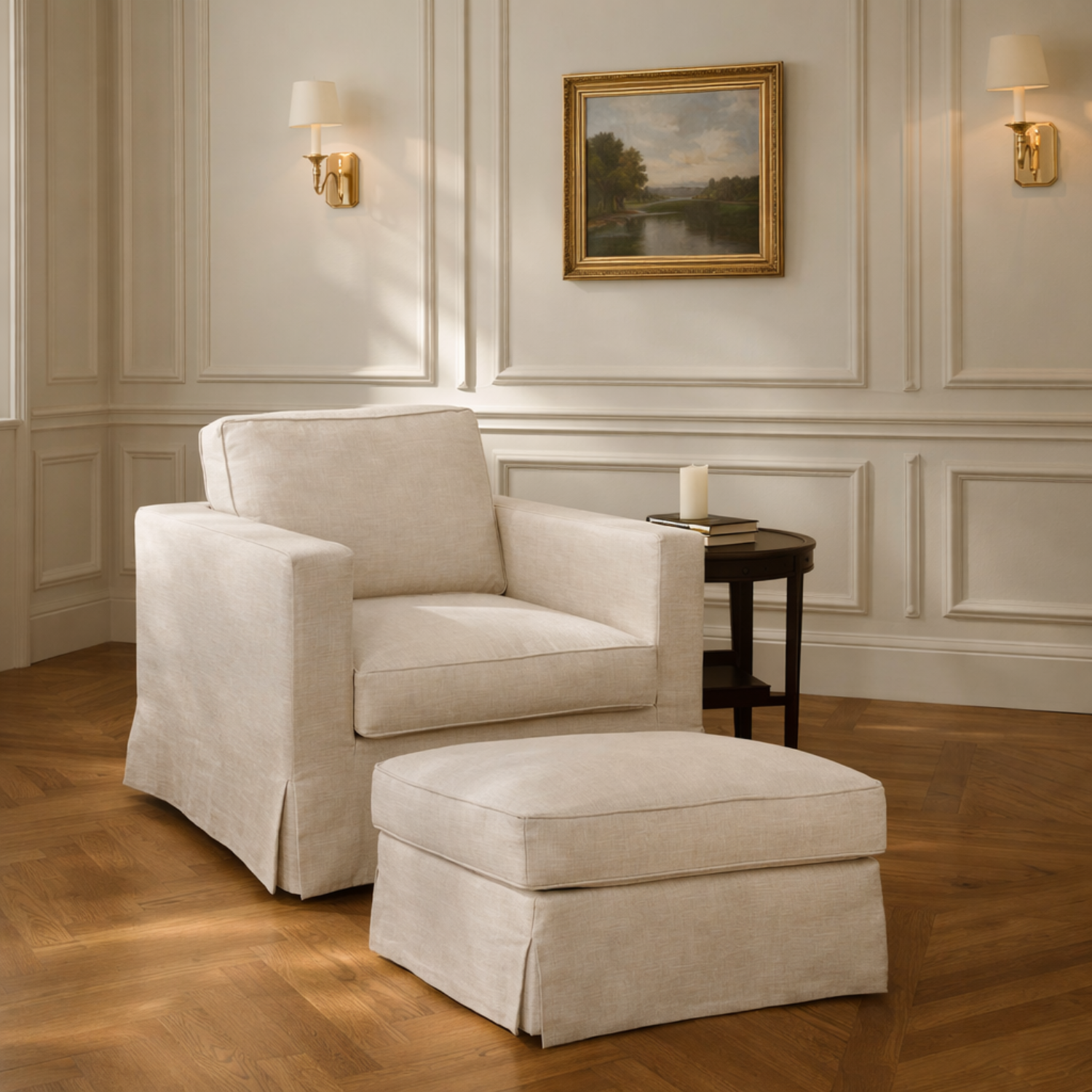 Denver Slipcover  Lounge Chair - Linen Natural