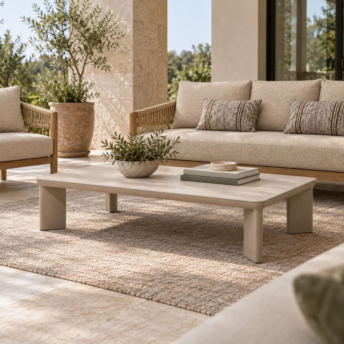 Sable Ceramic 51" Coffee Table - Stone Taupe