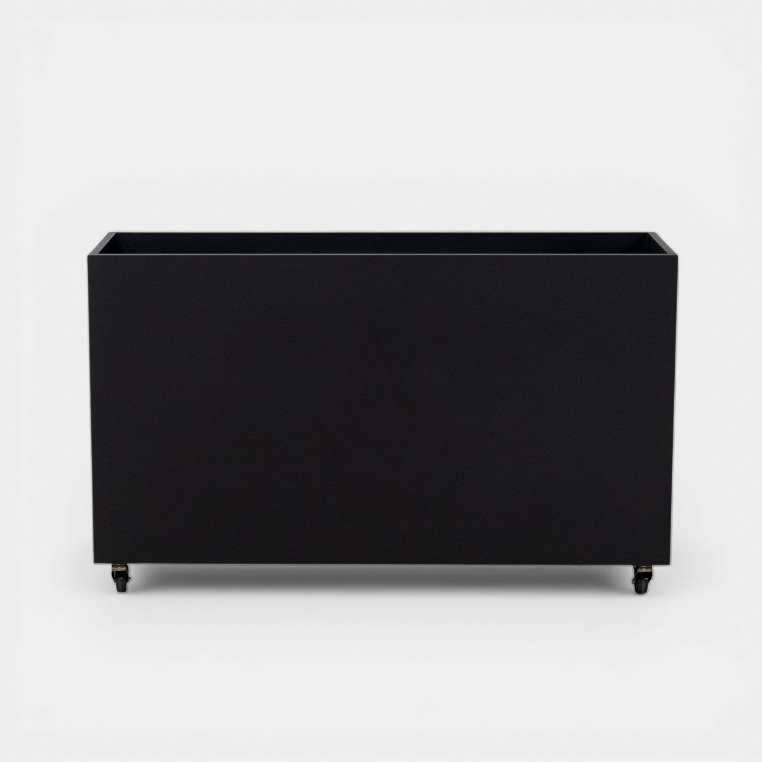 Hudson Metal 44" Rectangular Planter w/ Wheels - Matte Black