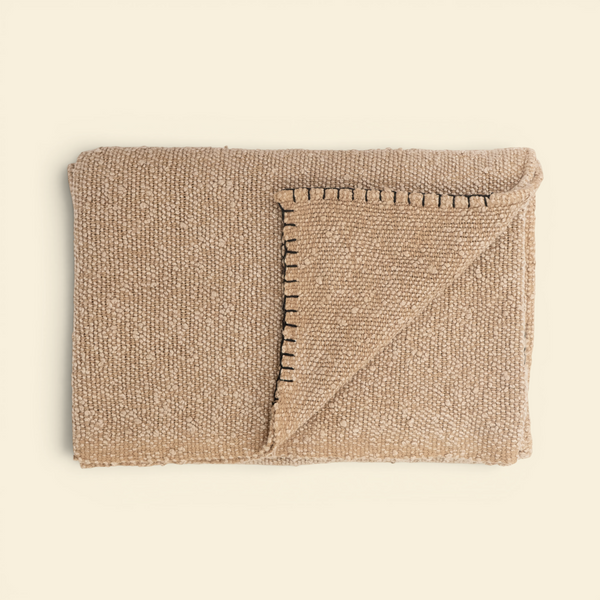 Cotton Boucle Throw - Oat