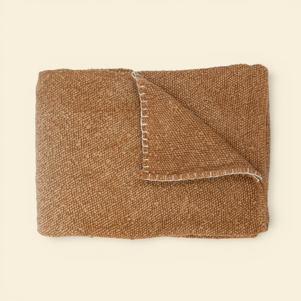 Cotton Boucle Throw - Salmon