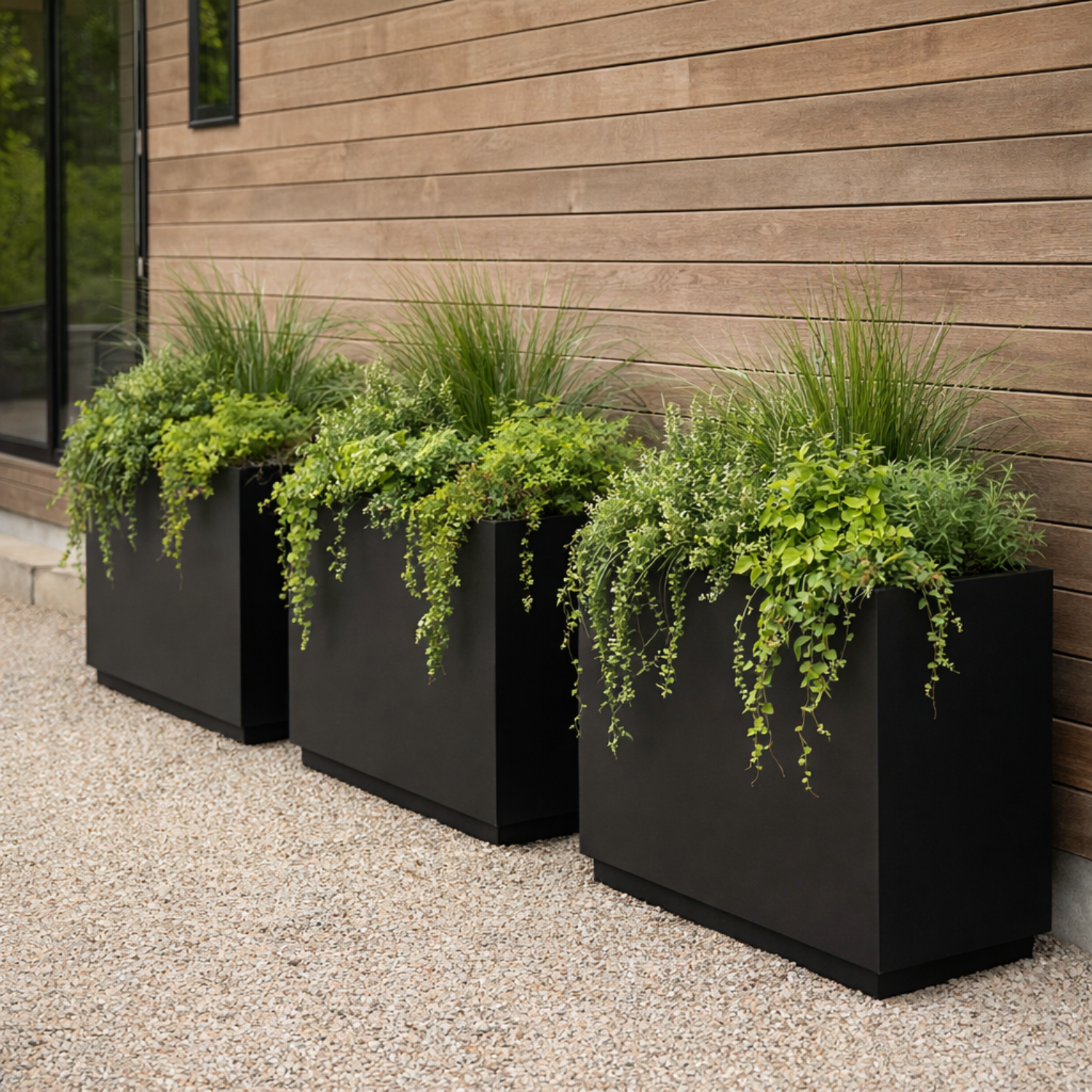 Metal 30" Rectangular Planter - Black