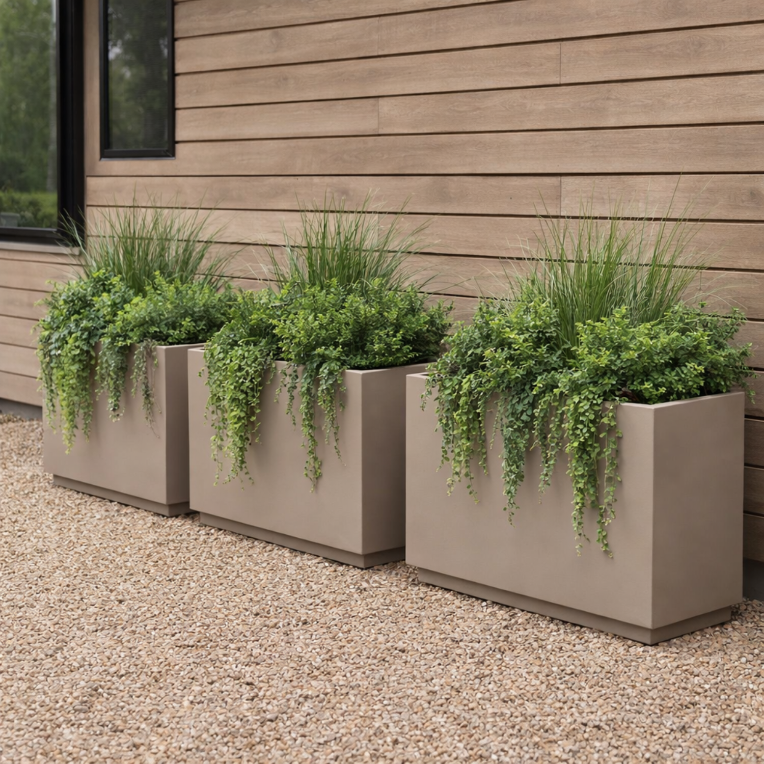 Metal 30" Rectangular Planter - Taupe
