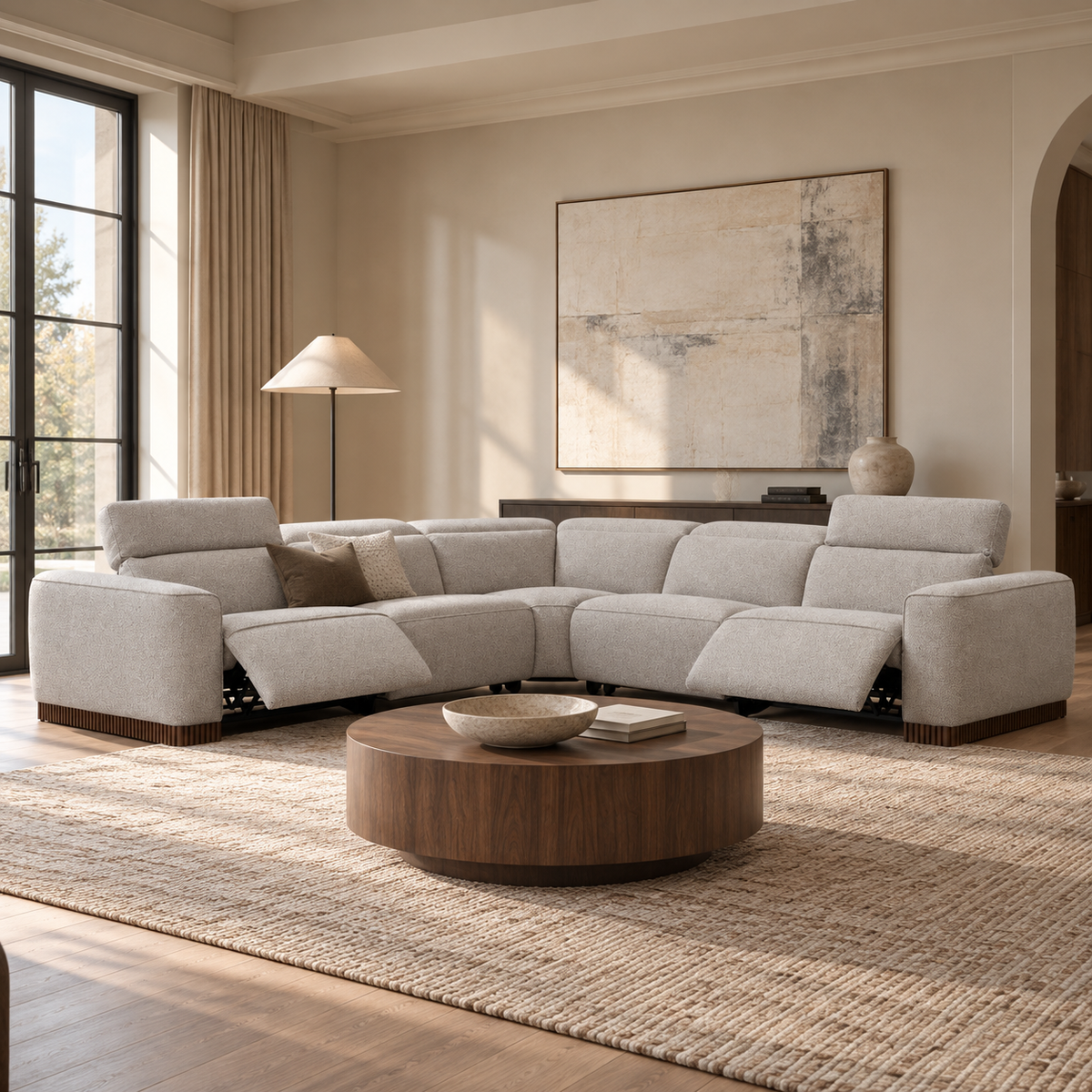 Lacombe Reclining 5pc L-Shape Sectional - Tasmin Granite