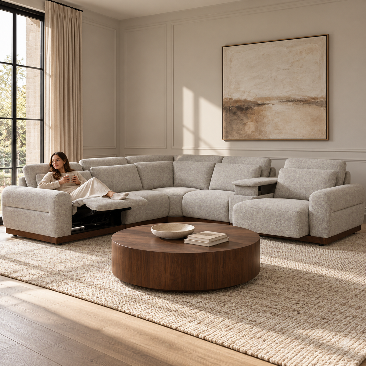 Westmount Reclining 6pc L-Shape Sectional - Tasmin Granite