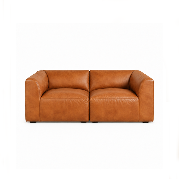Aspen Distressed Cognac Leather Loveseat
