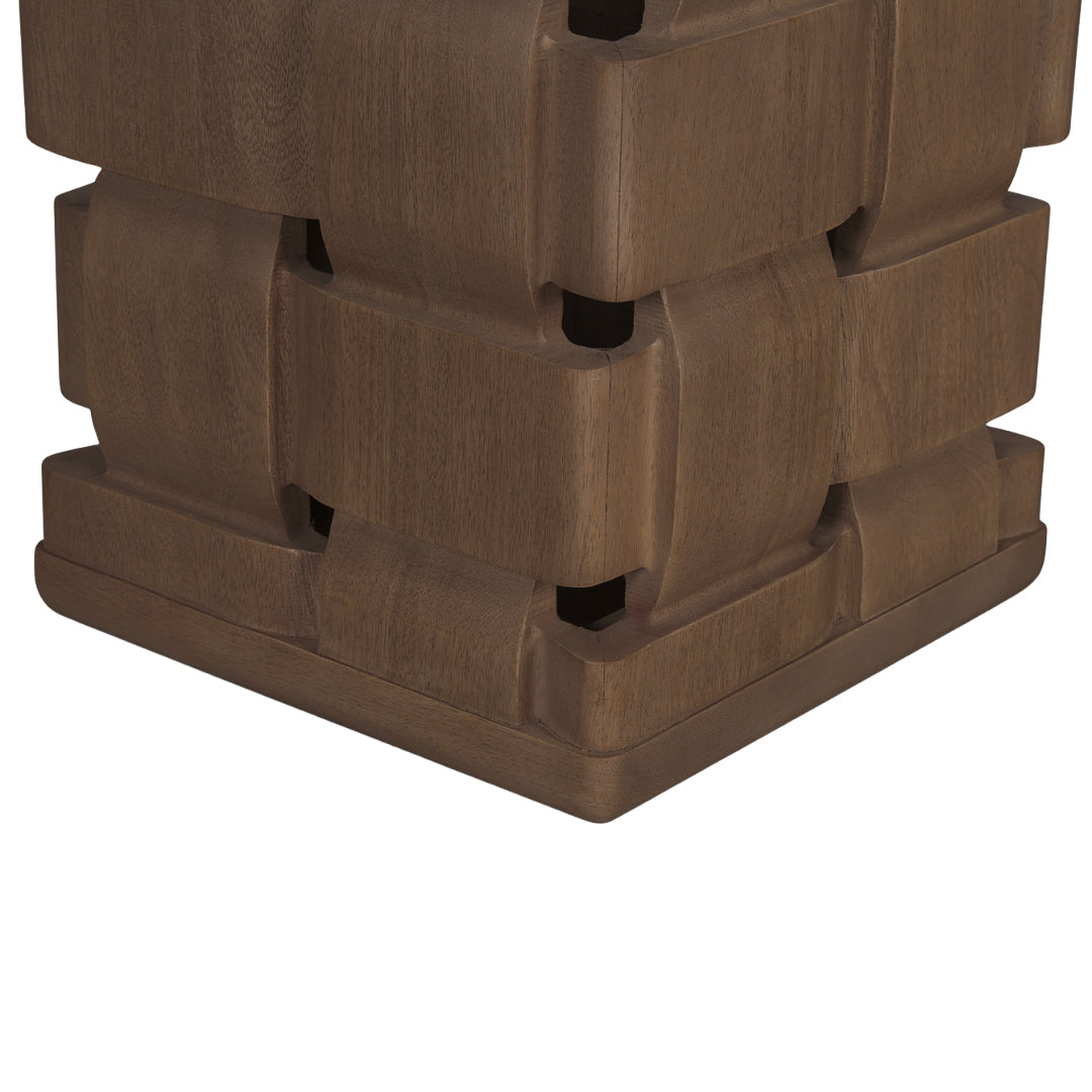 Arbor Weave Wood Side Table - Dark Brown