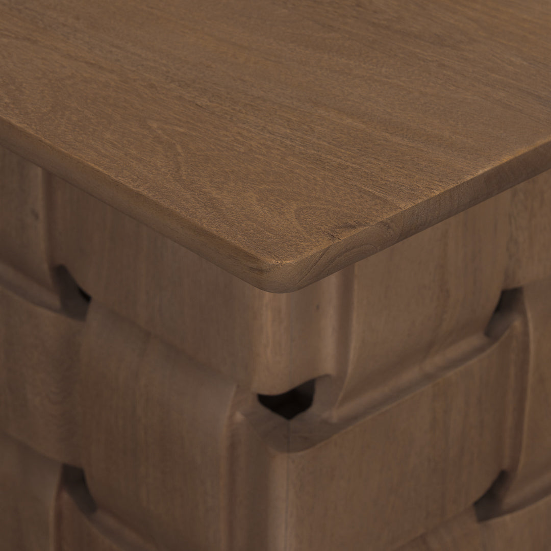 Arbor Weave Wood Side Table - Dark Brown
