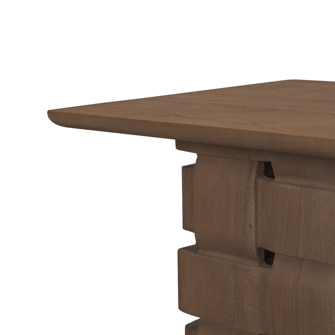Arbor Weave Wood Side Table - Dark Brown