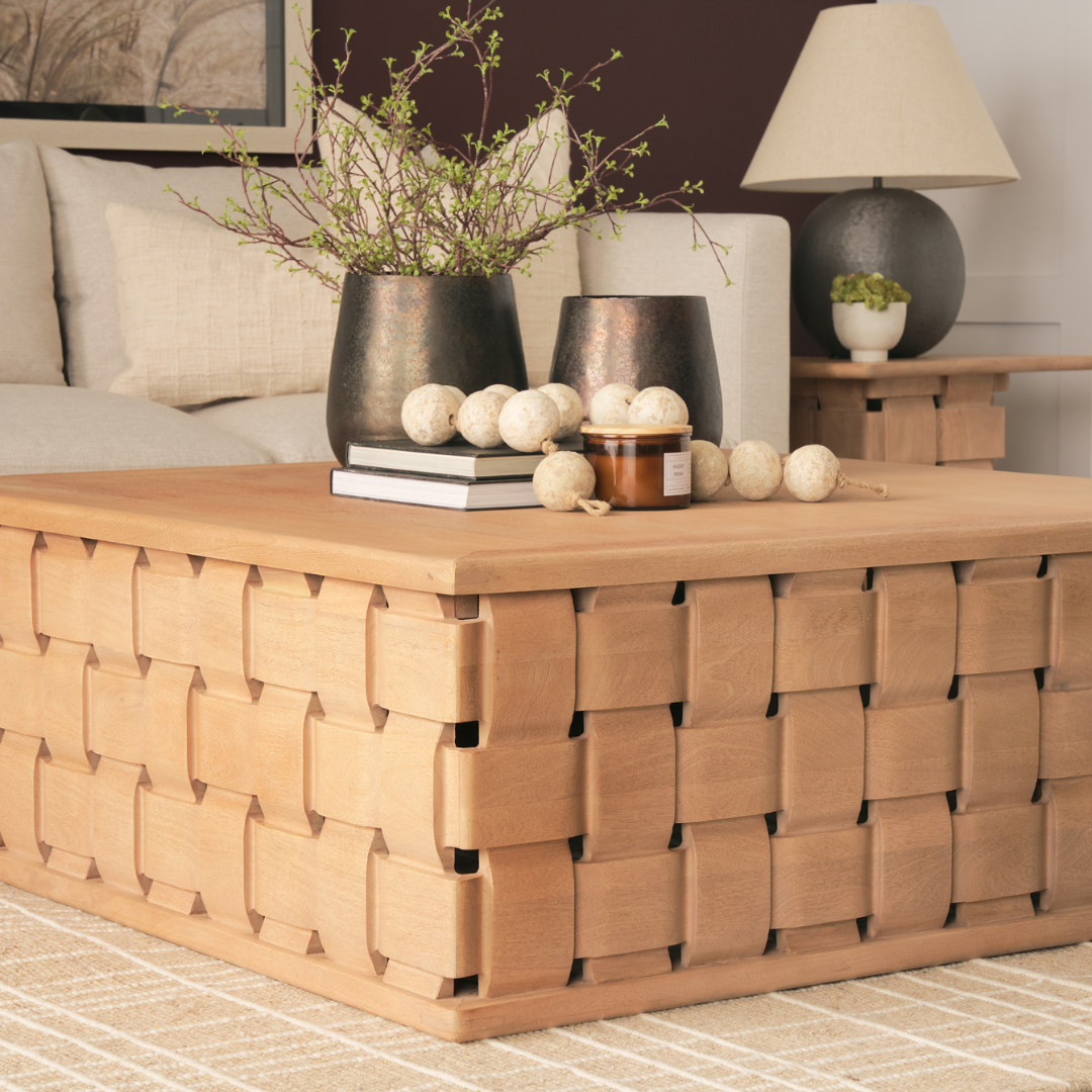 Arbor Weave Wood Coffee Table - Natural