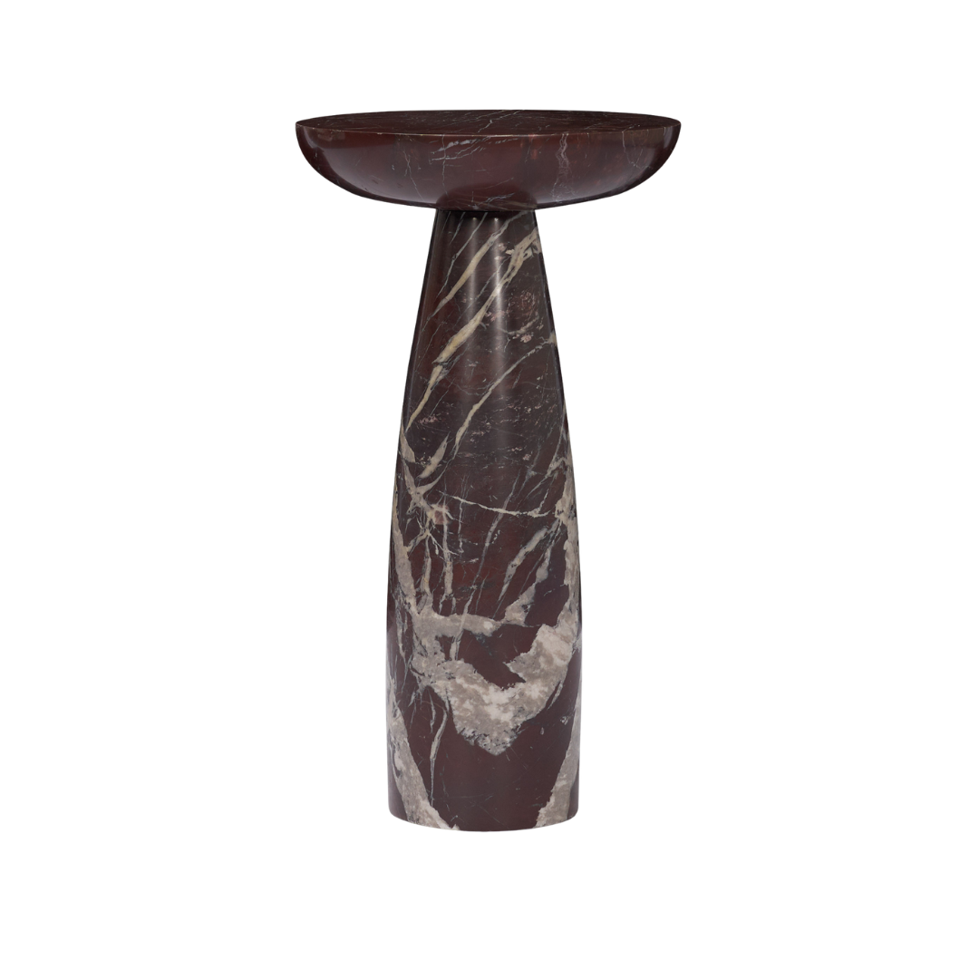 Halo Pedestal Marble Side Table - Rosso Red