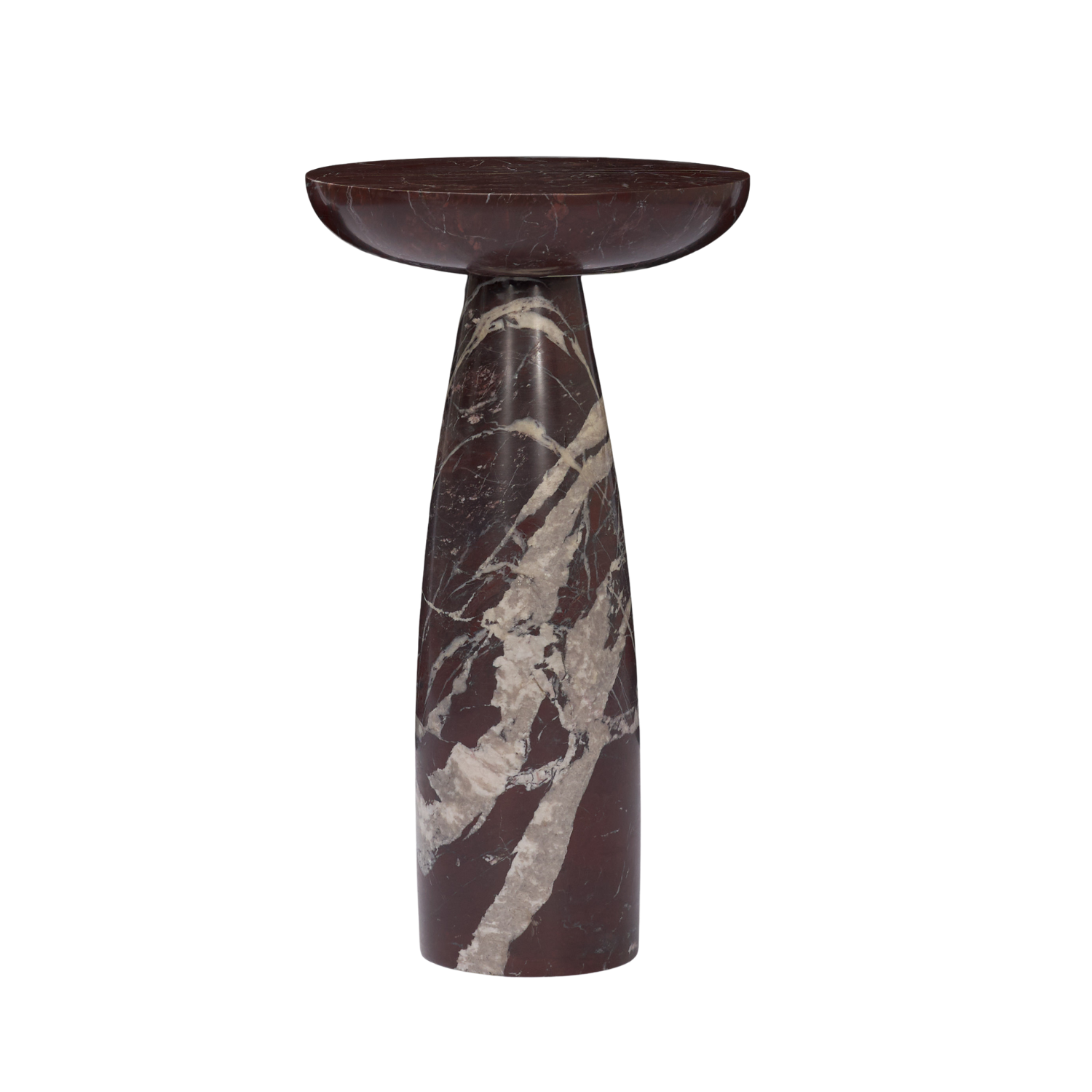Halo Pedestal Marble Side Table - Rosso Red