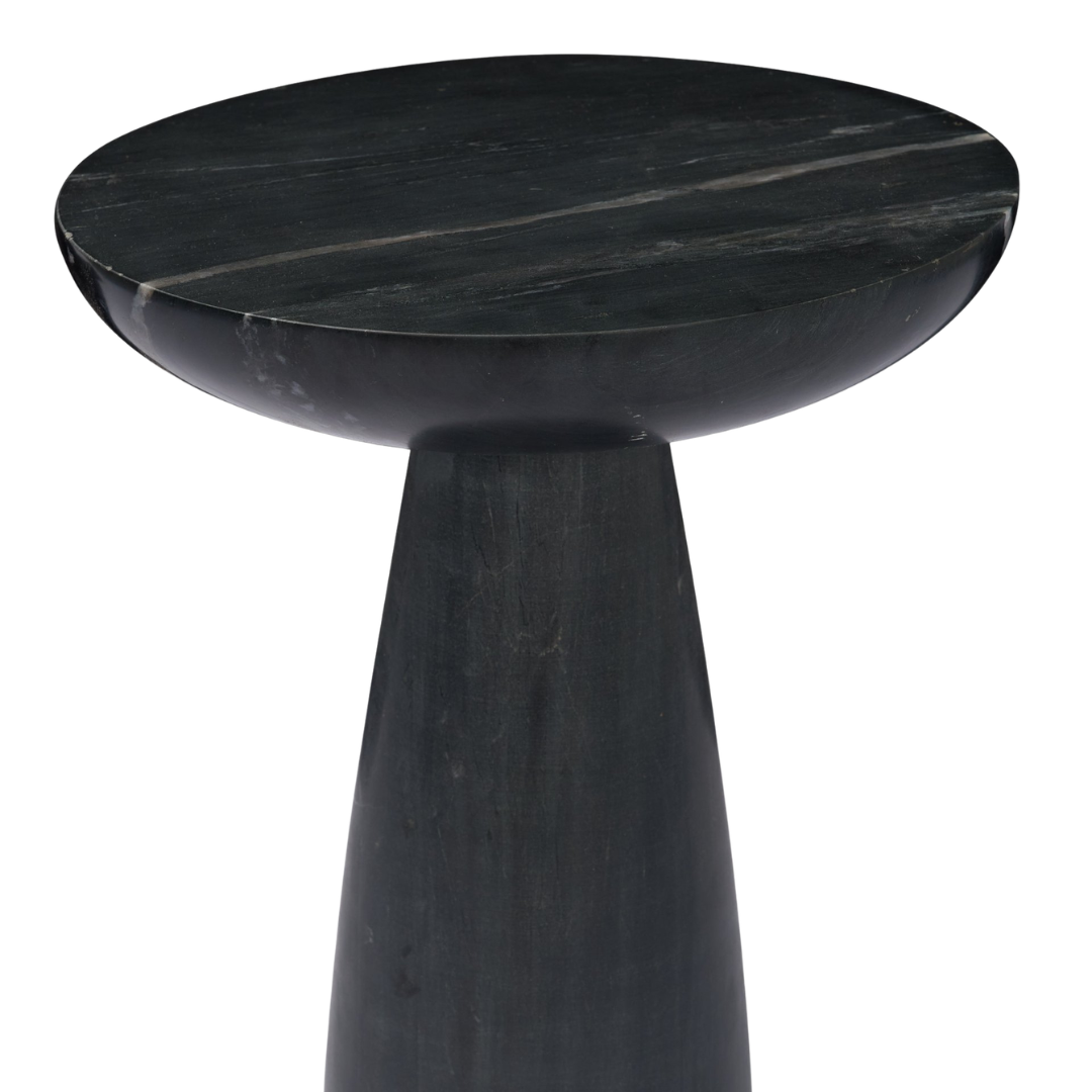 Halo Pedestal Marble Side Table - Black