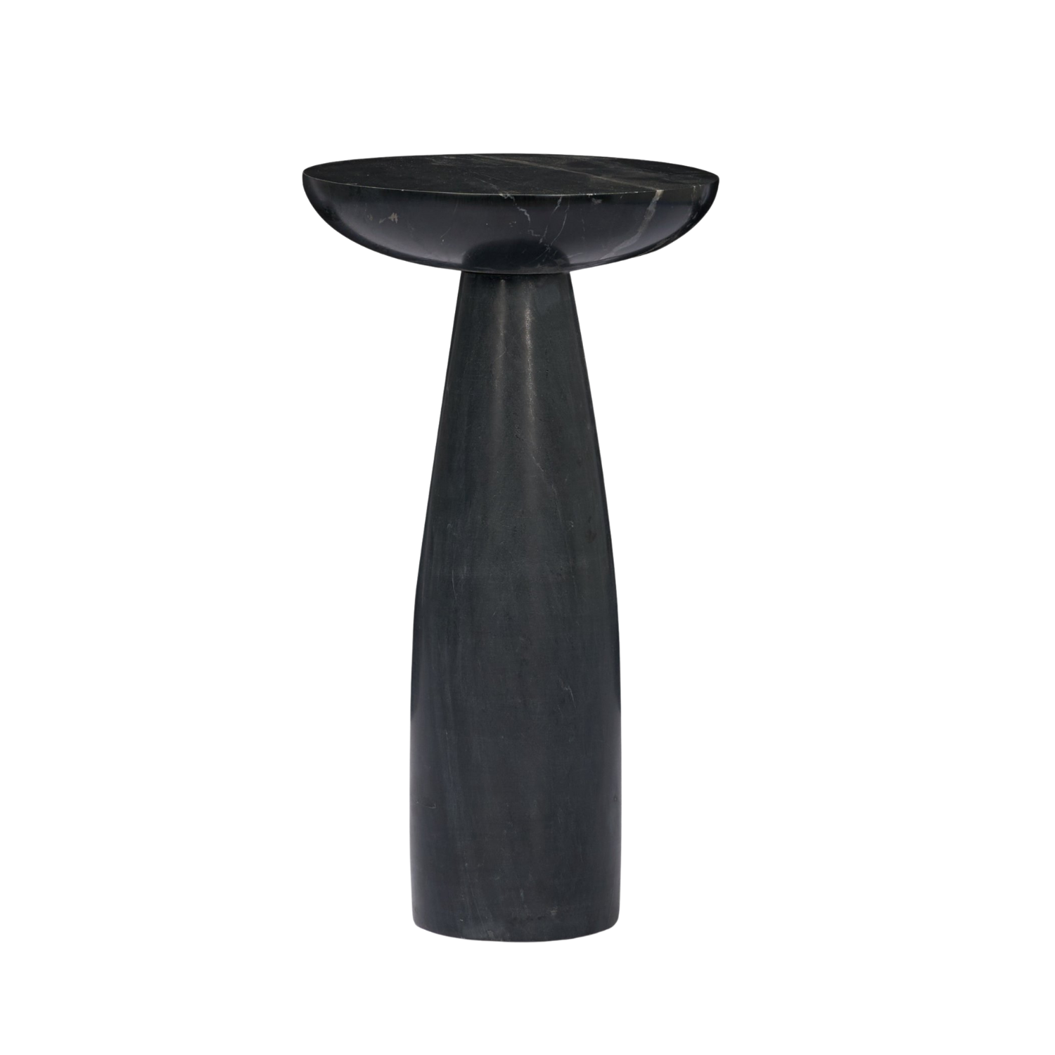 Halo Pedestal Marble Side Table - Black