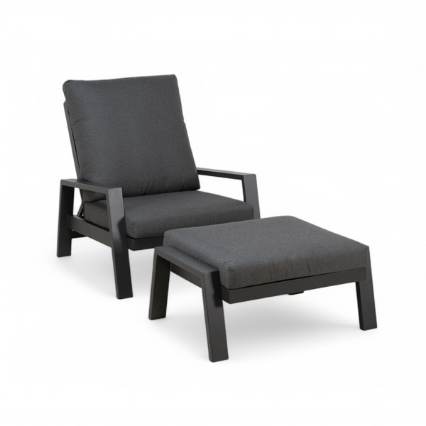 Clifton Charcoal Reclining Club Chair + Ottoman