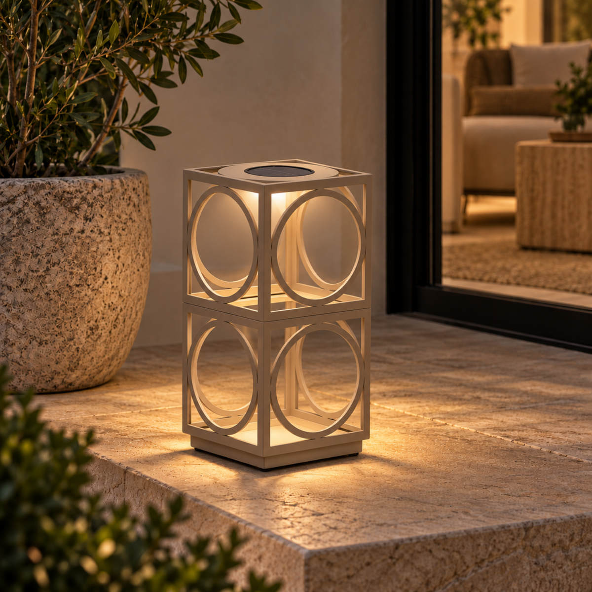 21" Aura Solar Light - Stone Taupe