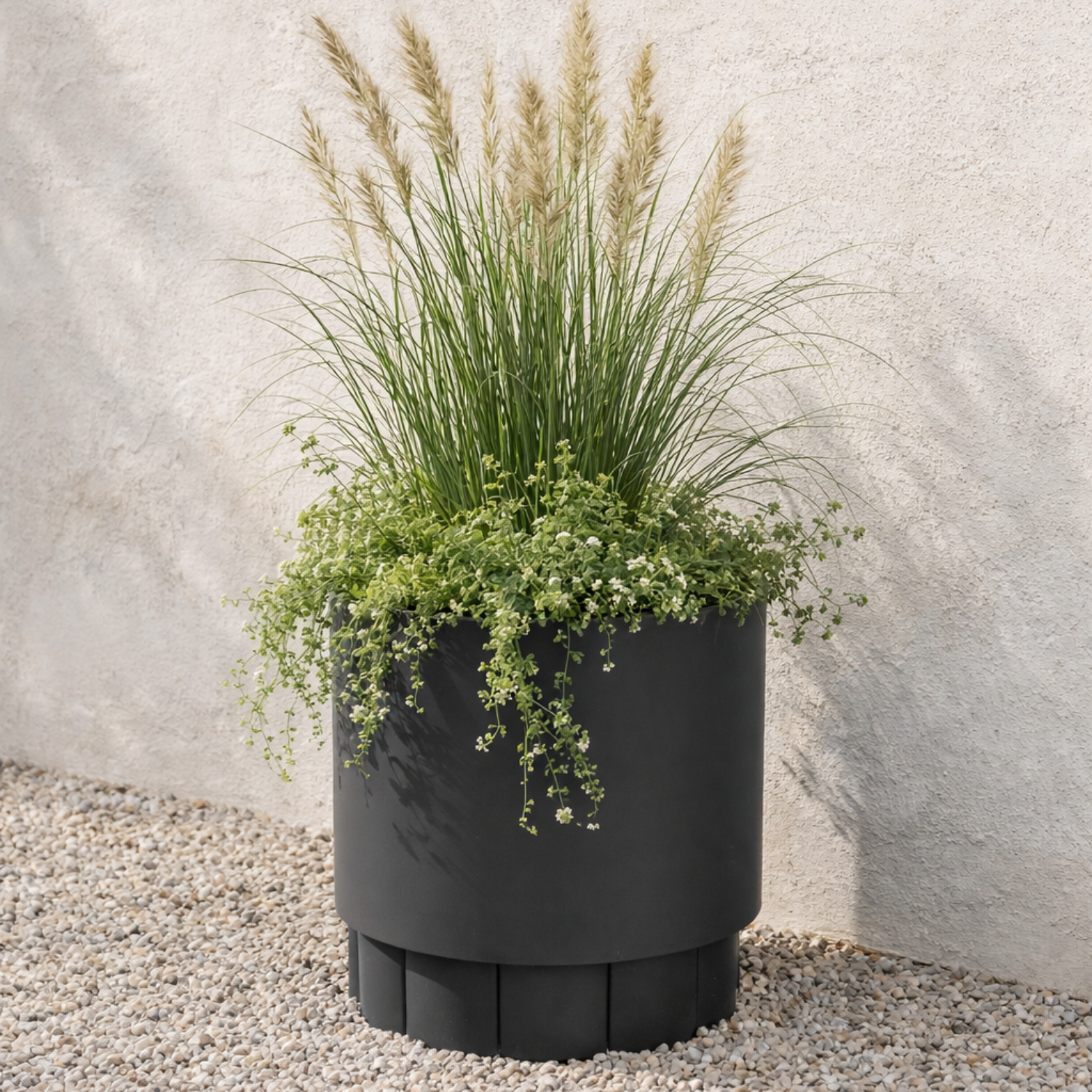 Lotus Metal Planter - Charcoal