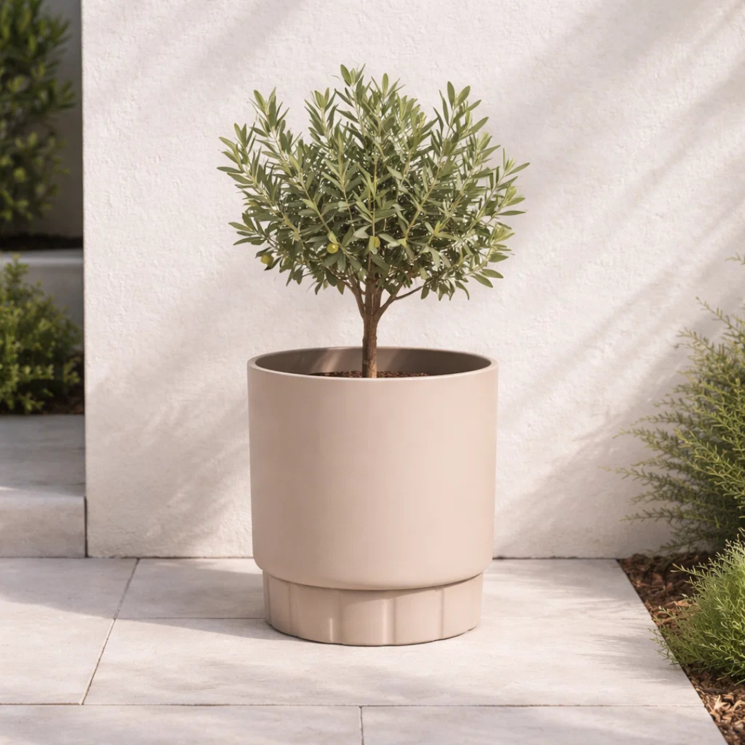 Lotus Metal Planter - Taupe